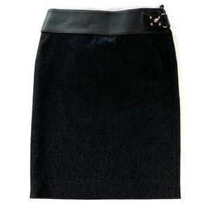 $1450 Gucci Leather Waist Band skirt with Studs Accent in Black / Dark Grey